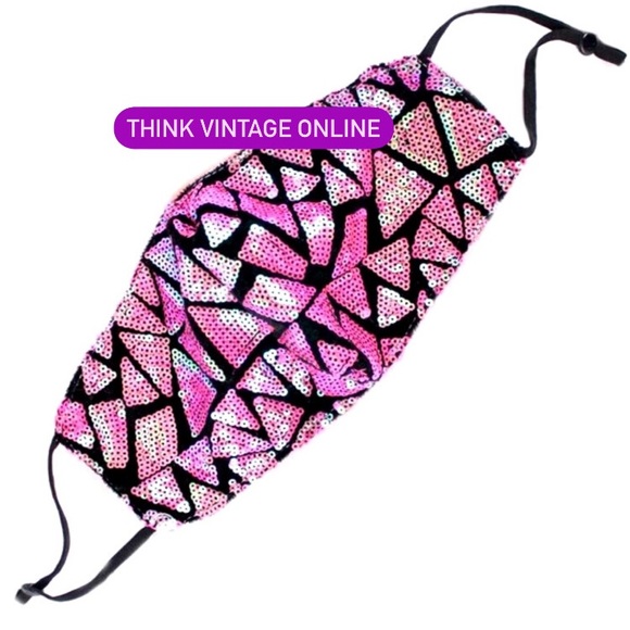 Sequins THINK VINTAGE ONLINE Geometric  FACE Mask - Picture 3 of 3